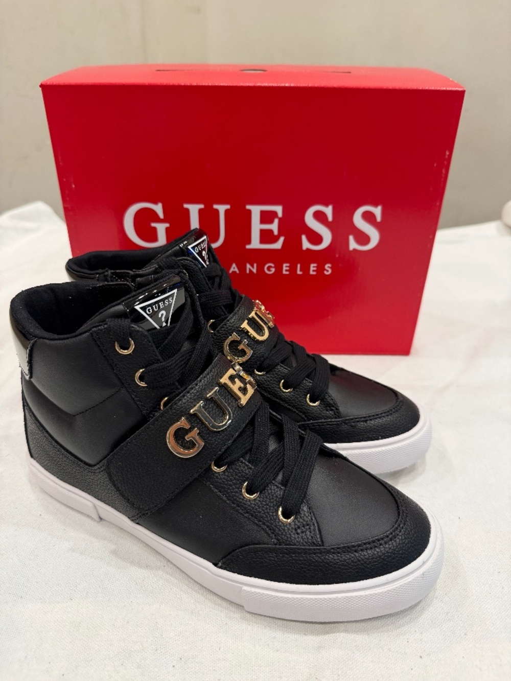 Guess Women's Mizzly Logo Hi-Top Sneaker Color Black
